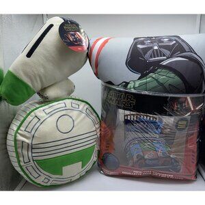Star Wars Twin Full Size Reversible Comforter 72" x 86" with Throw Cushion Set